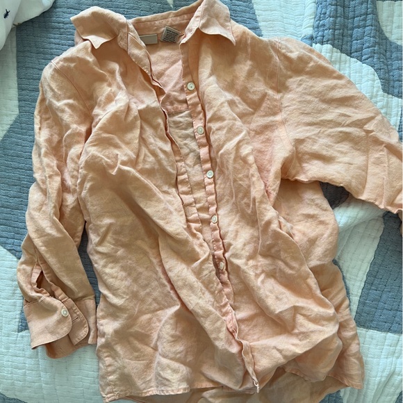 LL BEAN 100% linen button down - Picture 3 of 4